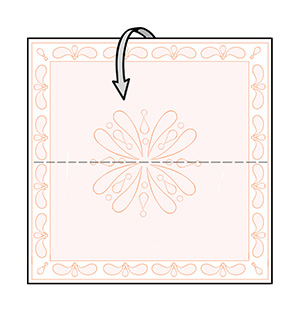Flecha mostrando la dirección del pliegue del pañuelo