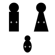 El gráfico muestra los íconos del padre Rh positivo, la madre Rh positiva y el bebé Rh positivo.